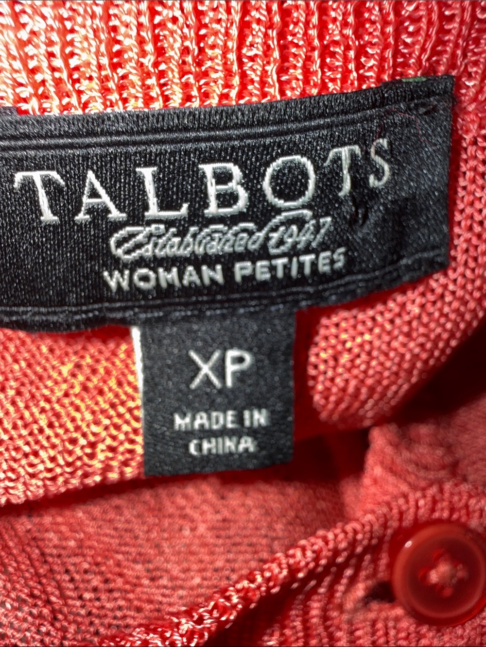 Talbots Red Ruffle-Front Knit Cardigan - Picture 5 of 5